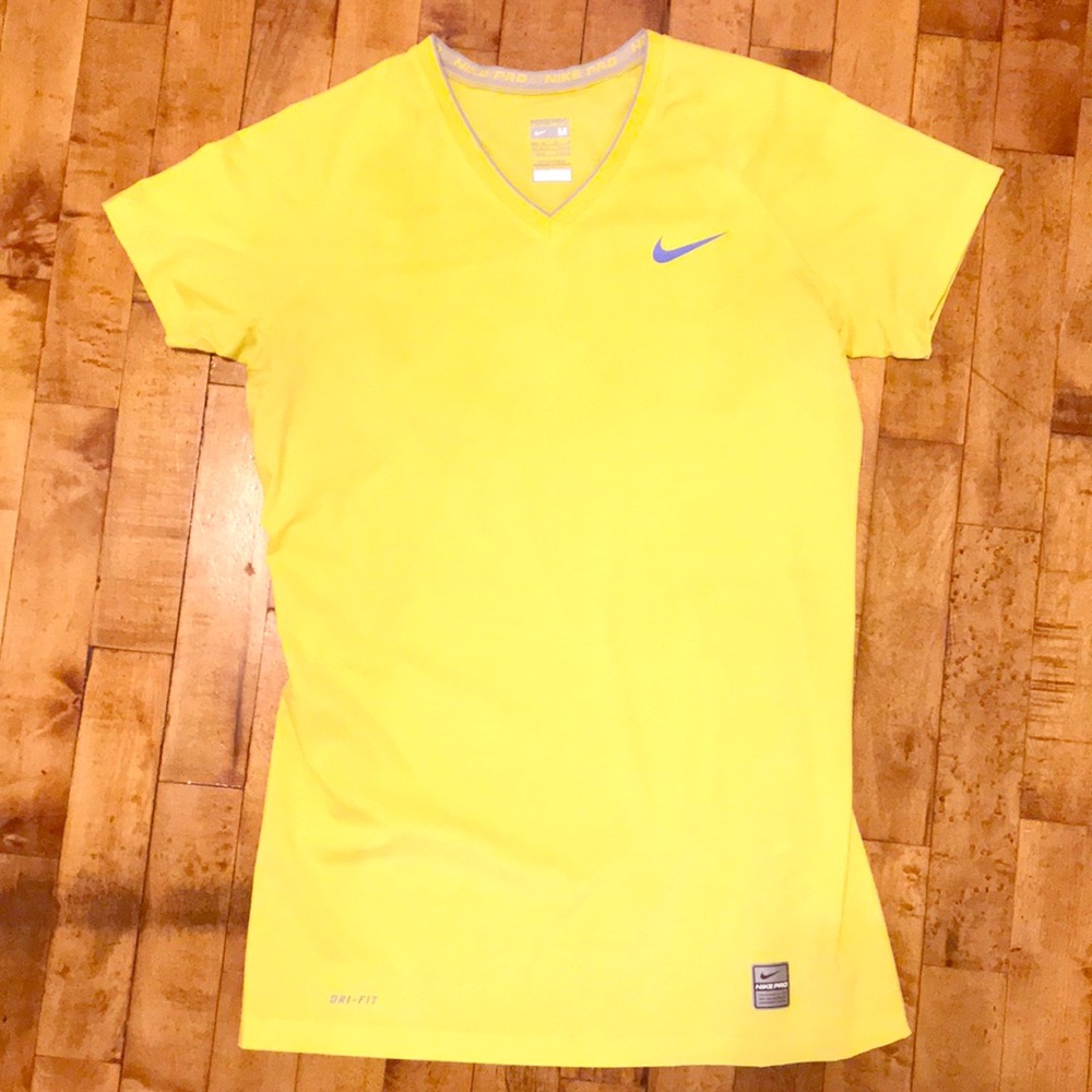 Nike pro dri-fit yellow shirt; size medium